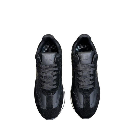 Dunhill Lace-Up Casual Suede Sneakers Black - Picture 1 of 10